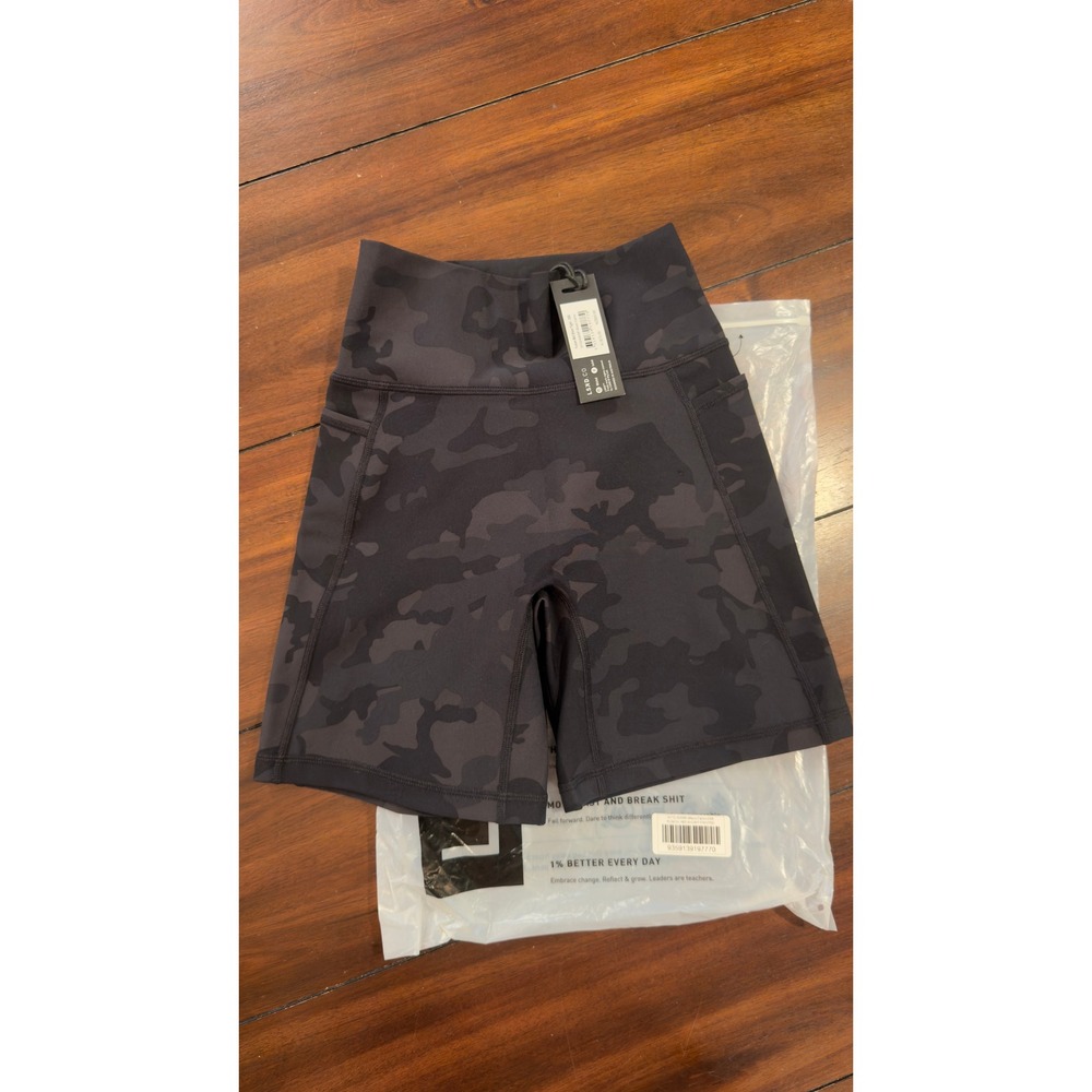 LSKD Fusion Mid Short Tight Black Camo Athletic Biker Shorts WTGH0009P 2XS NWT